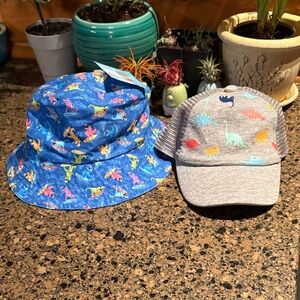 NWT 2 Youth Toddler Dinosaur Summer Hats - Bucket and Baseball Cap